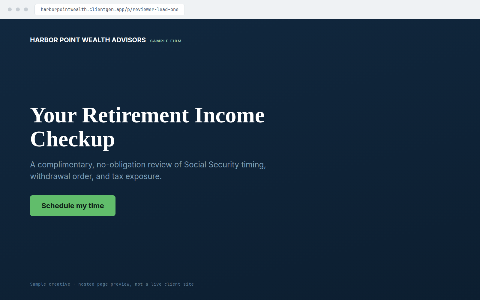 Sample matching campaign landing page